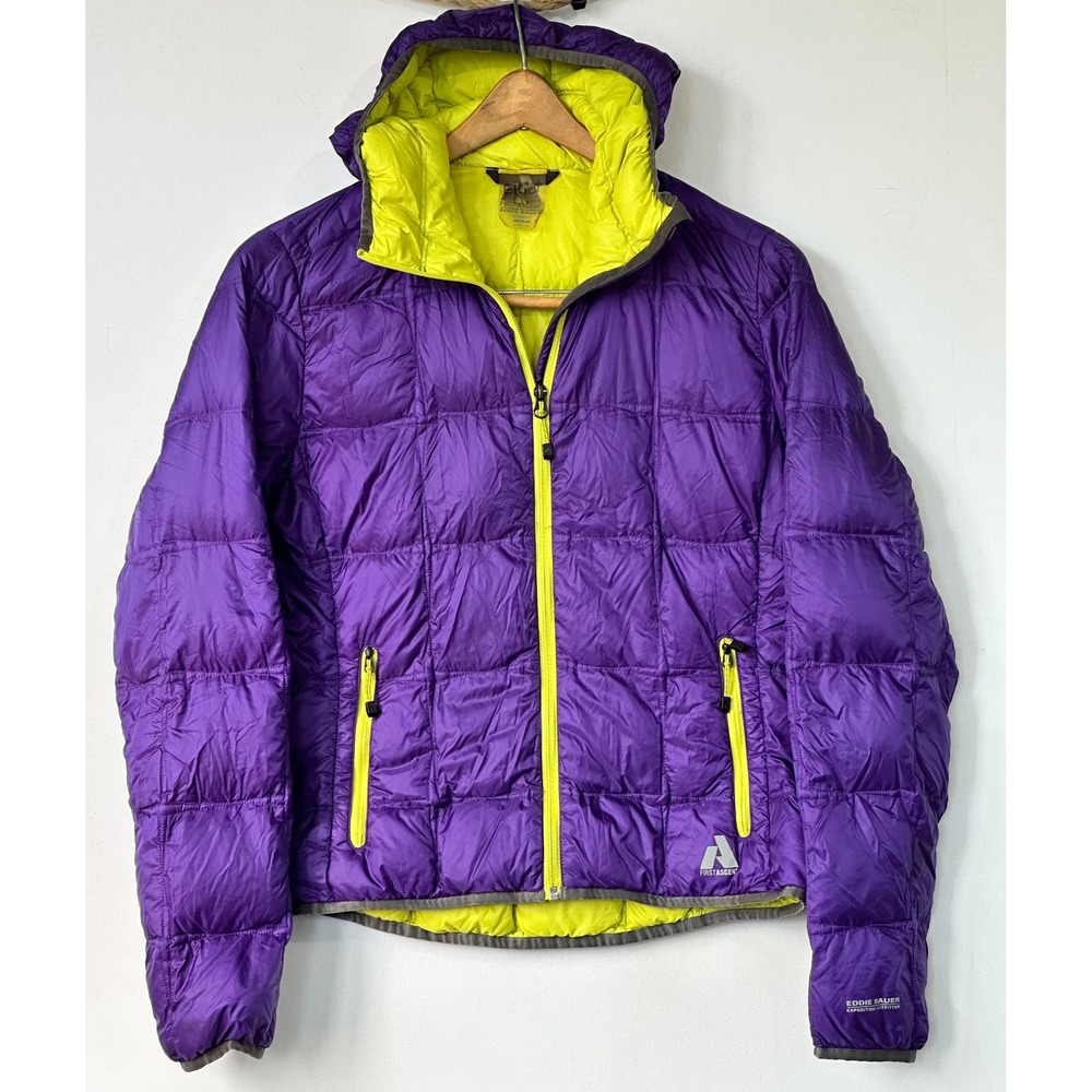 Eddie Bauer Down Puffer Jacket First Ascent Hooded Womens Medium Purple